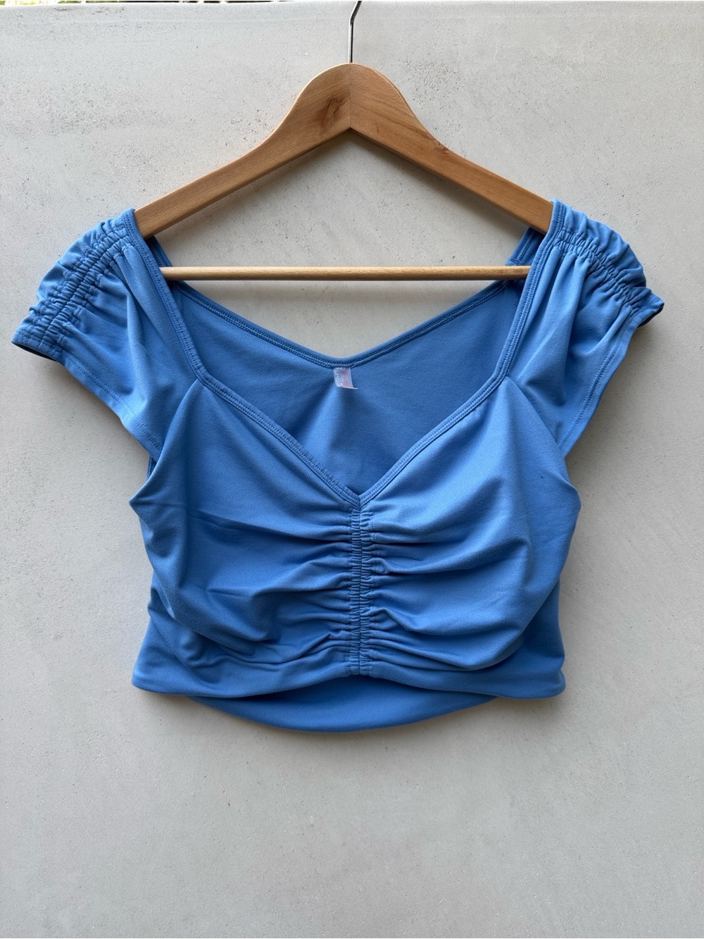 Free People Movement Breathe Deeper Cami Blue Indigo Ruched Crop Top M
